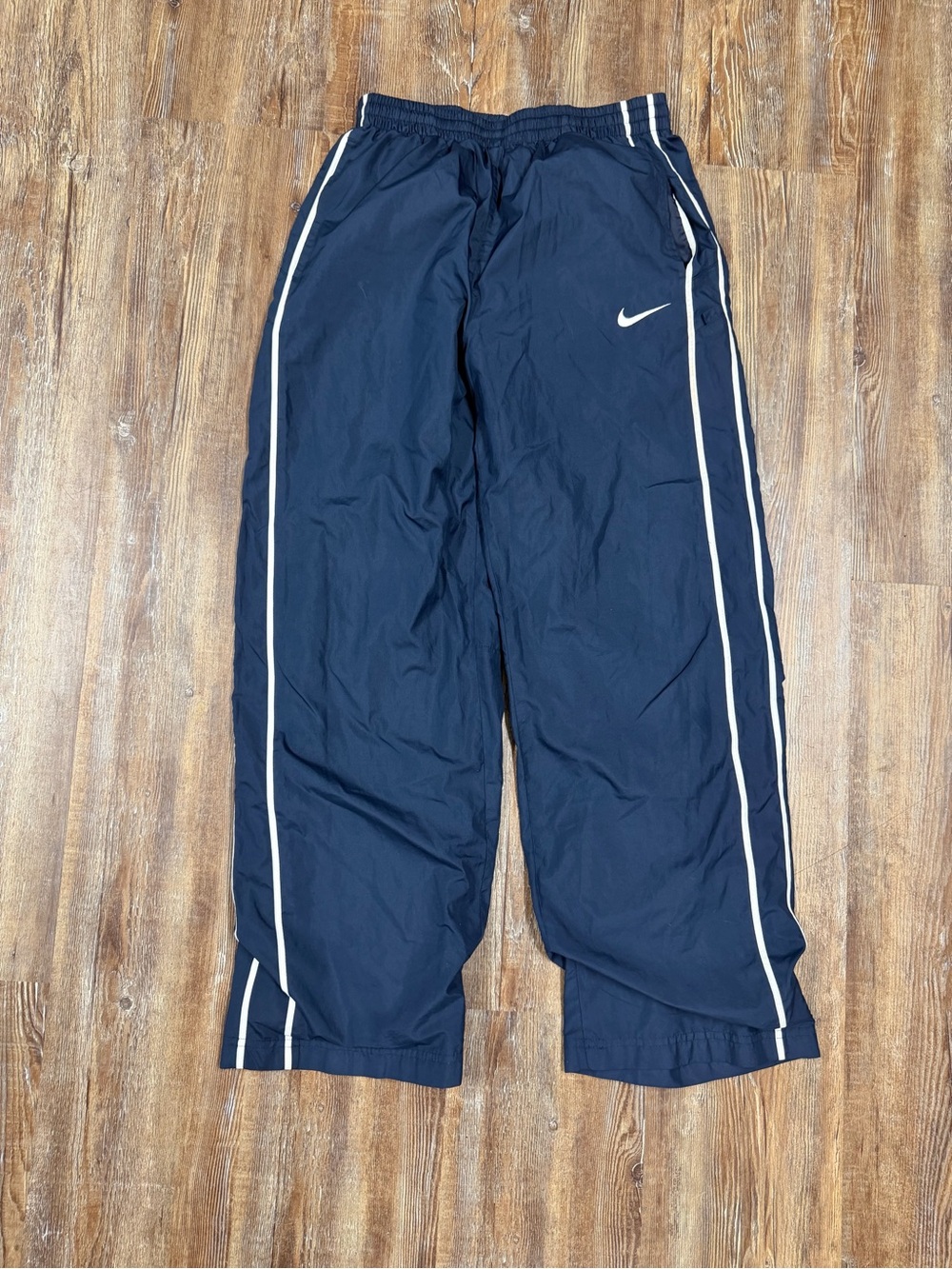 Vintage Y2K Nike Track Pants Navy Blue with White Side Stripes